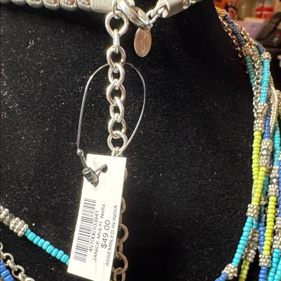 Chico’s Multicolor Beaded Necklace with Silver Chain - Picture 3 of 3